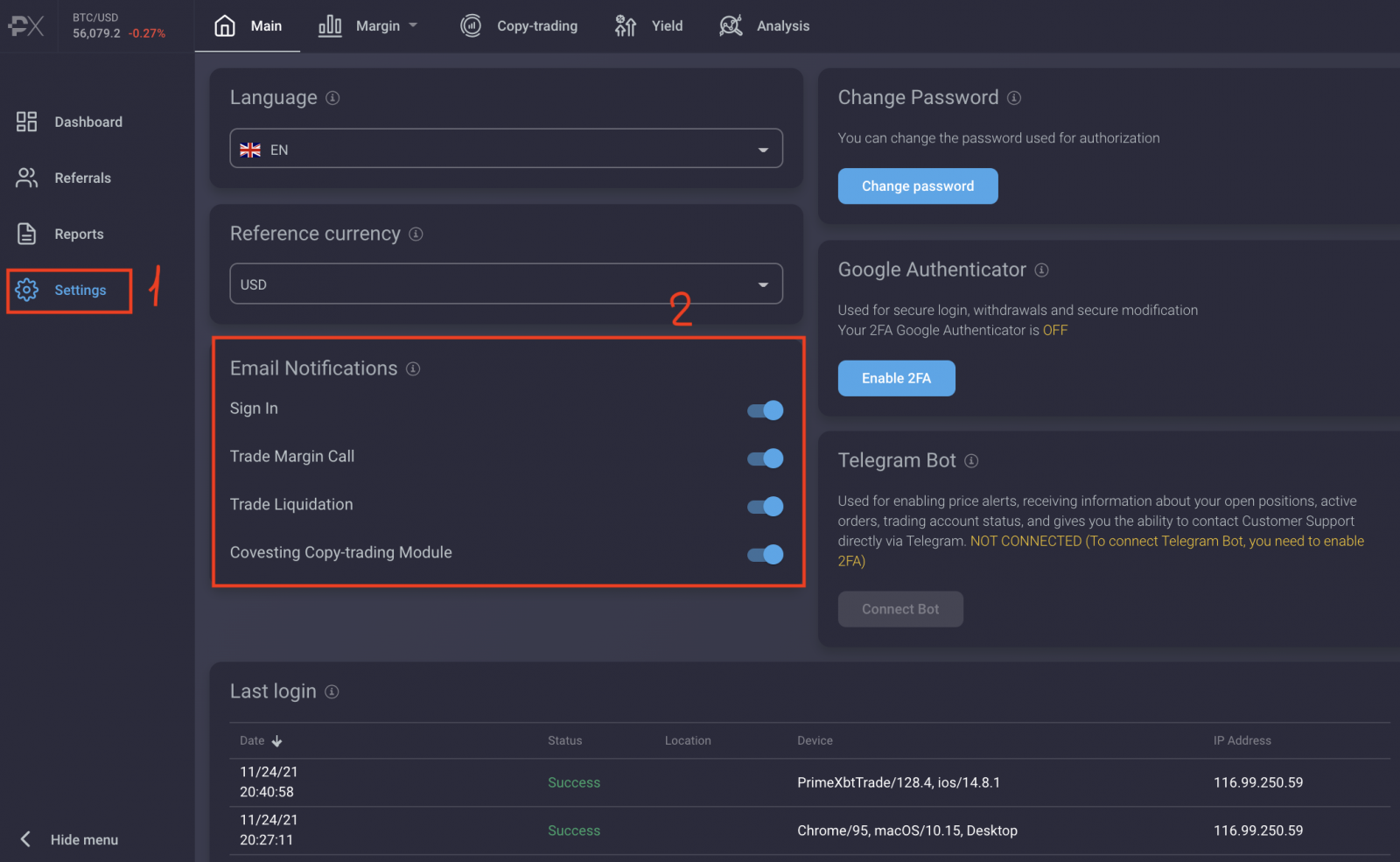 How to Login and Deposit in PrimeXBT