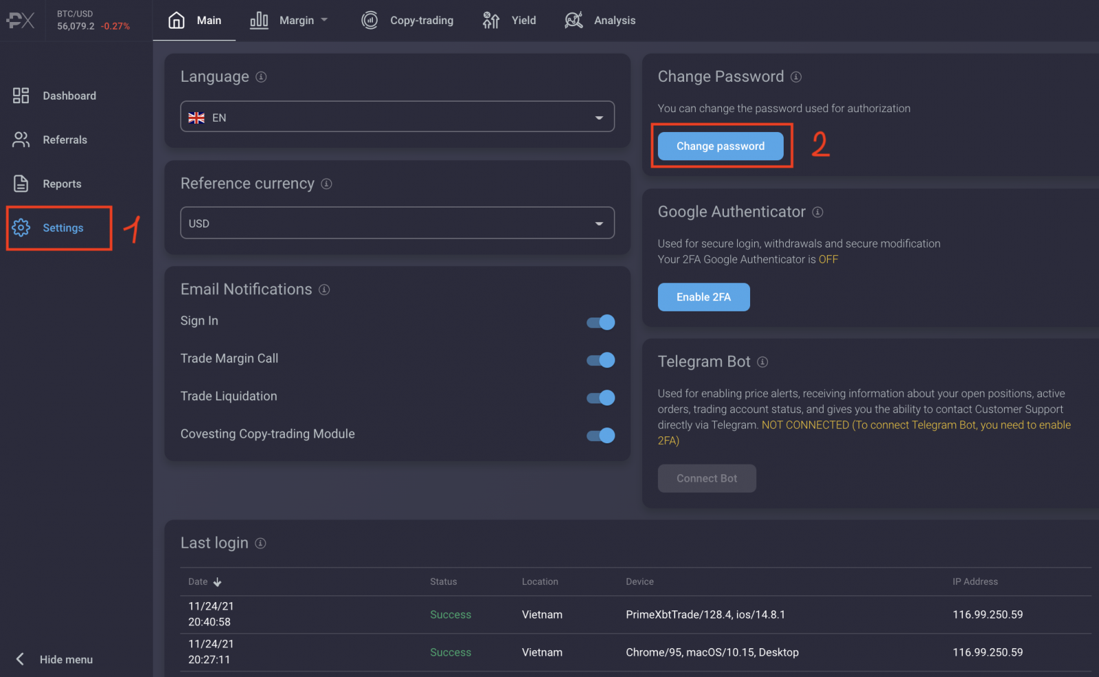 How to Login and Deposit in PrimeXBT